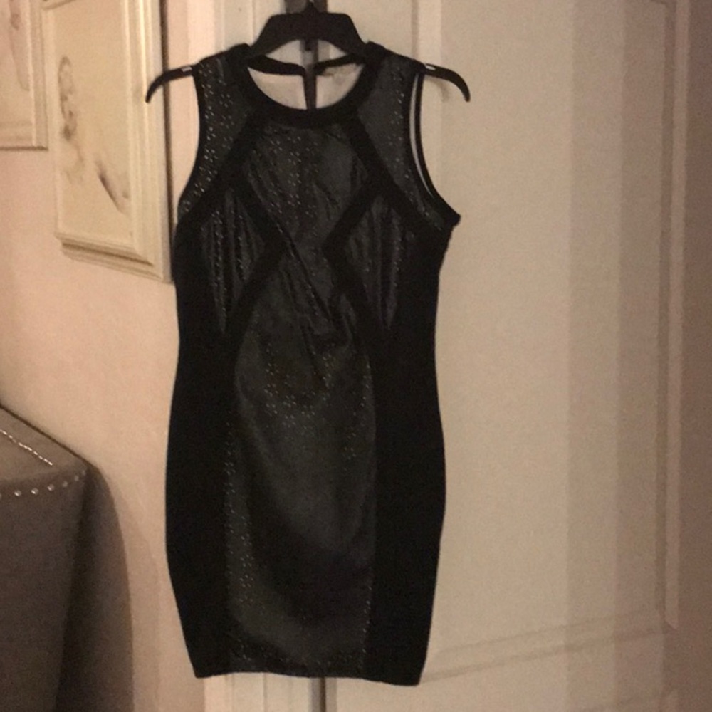 Black faux leather dress